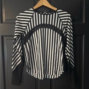 lululemon athletica Black and White Striped Long Sleeve Top